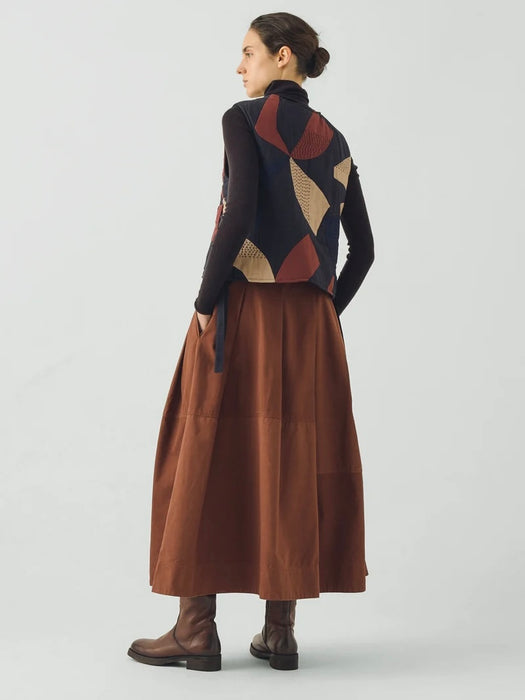 Toast Women Slant Pleat Skirt in Brick