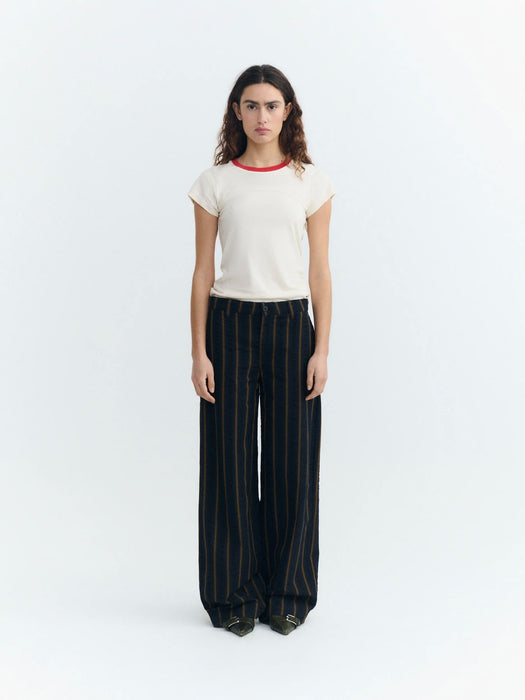 Thinking Mu Serena Trousers in Portbou Seersucker Stripes