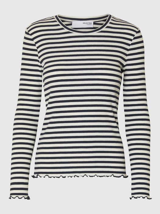 Selected Femme Anna LS Tee in Dark Sapphire Stripes