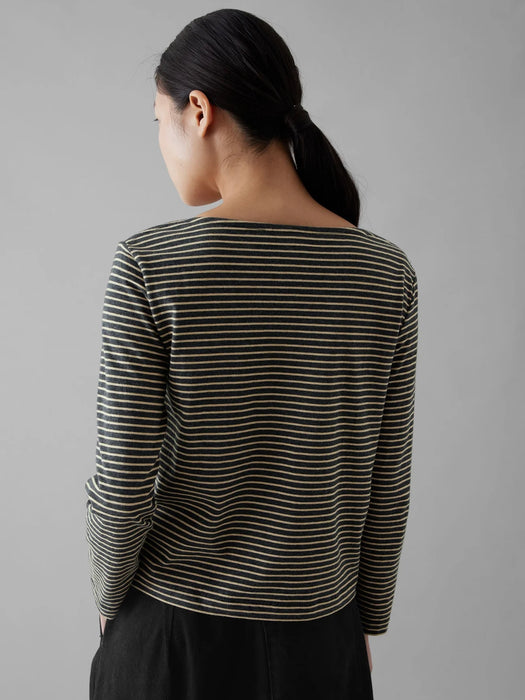 Toast Long Sleeve Tee in Grey/Sand Stripes