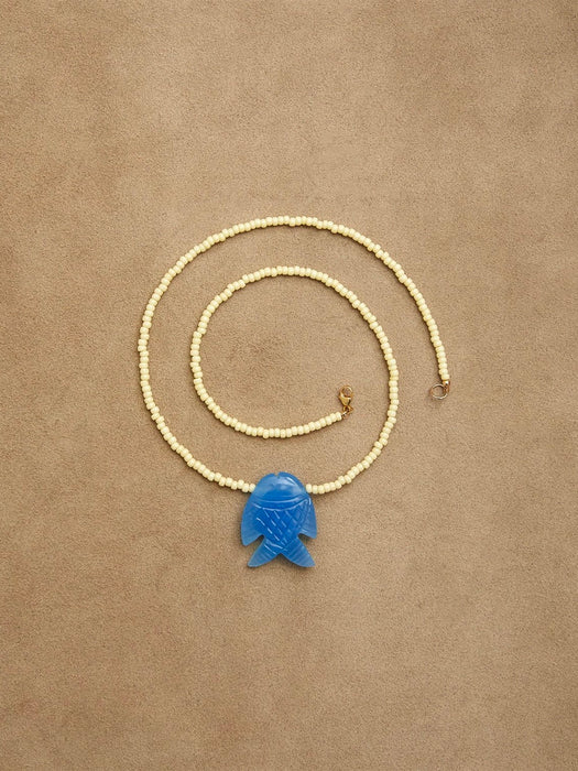 Blooming Dreamer Blue Fish Necklace