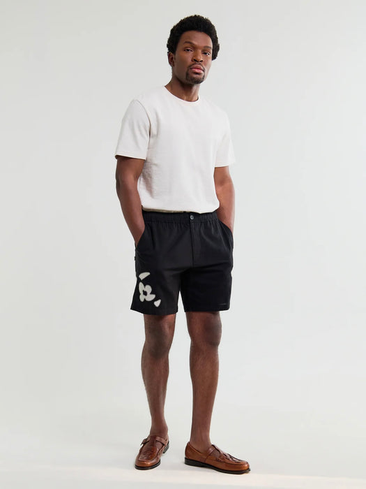 Wax Kurt Abstract Applique Short in Black/Beige