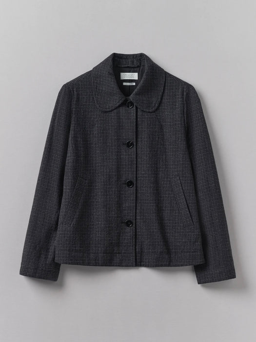 Toast Seersucker Round Collar Jacket in Black Indigo