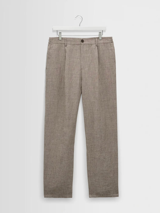 Wax Malham Linen Trousers in Natural Brown Stripe