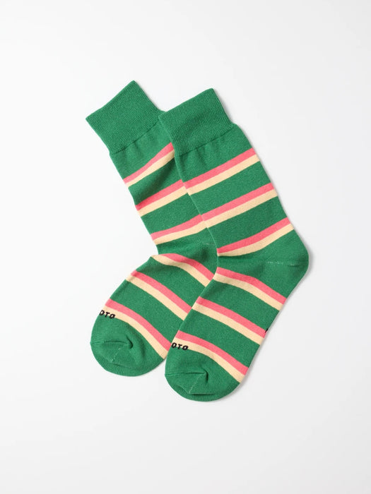Rototo Rugby Stripe Socks in Green