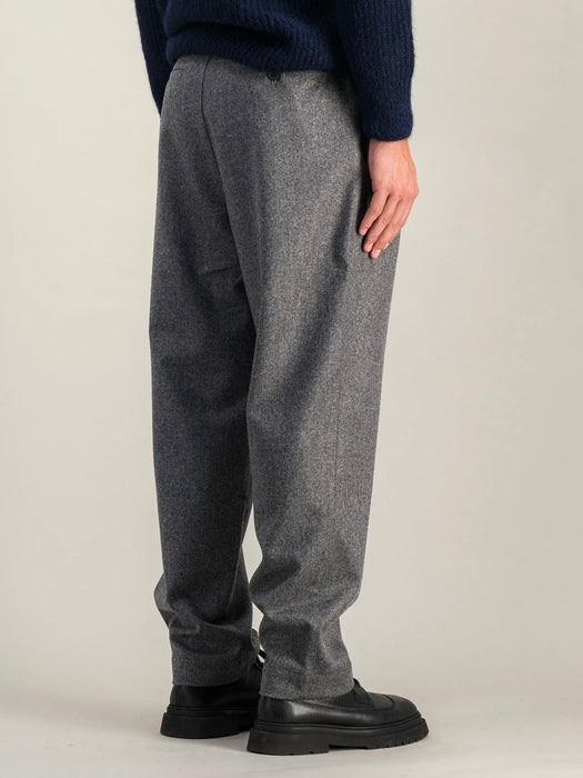 Parages Double Pleat Pant in Grey Mel Flannel