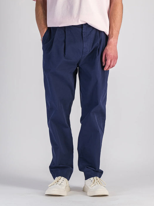 Parages Double Pleat Twill Pants in Navy