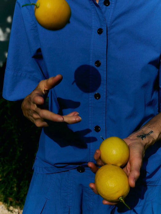 Toast Poplin Shirt in Enamel Blue