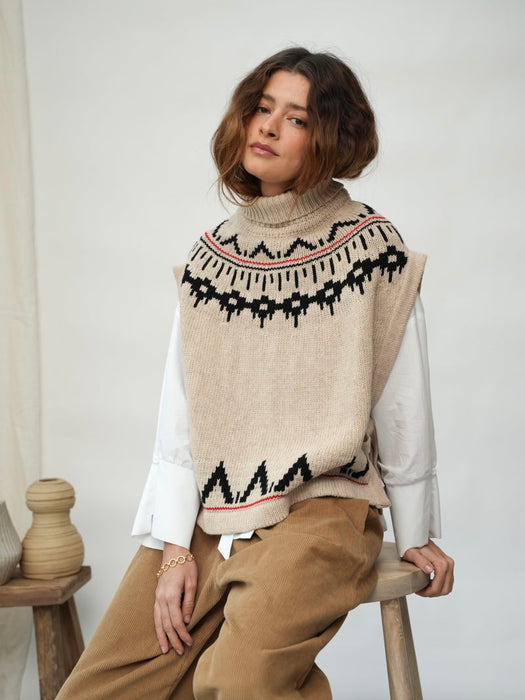 Beaumont Organic Kanon-Sue Fairisle Vest in Cream