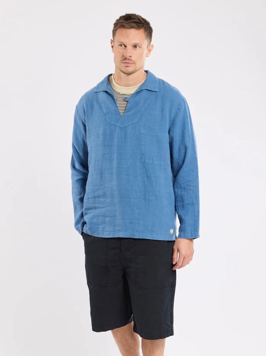 Armor Lux Vareuse Linen Top in Dark Blue