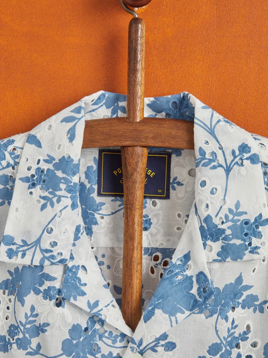 Portuguese Flannel Minho Shirt in Blue & White