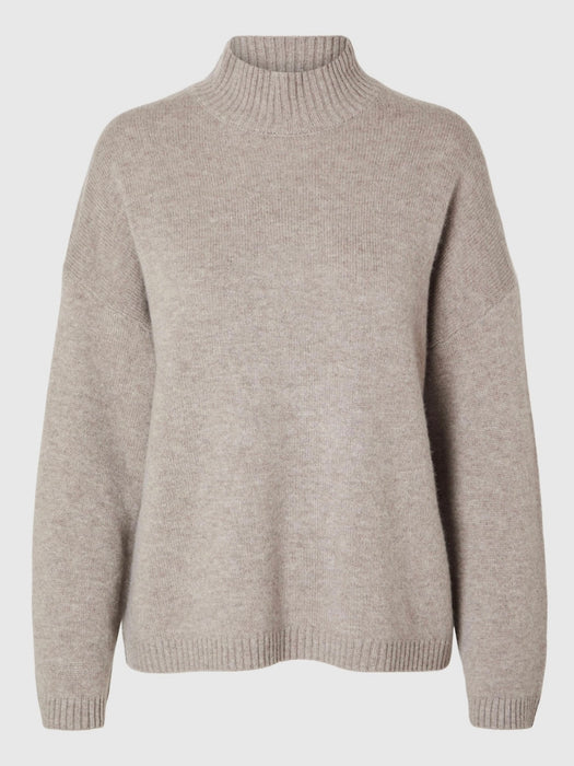 Selected Femme Cille High Neck Knit in Irish Cream