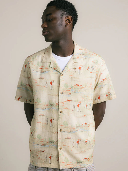 Kestin Crammond Shirt in Oatmeal Golf Print