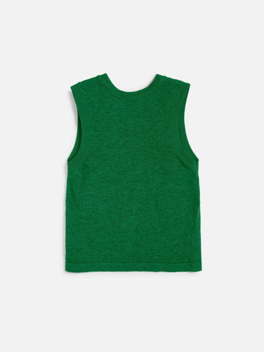 YMC Women Dot Vest in Green Cotton/Linen