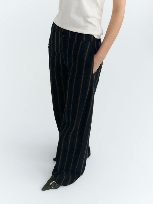Thinking Mu Serena Trousers in Portbou Seersucker Stripes