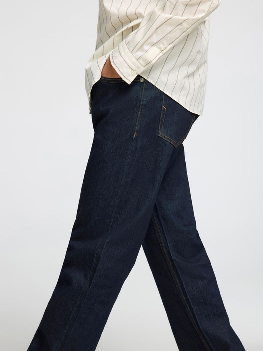 Selected Homme Ben Straight Jeans in Dark Blue Denim