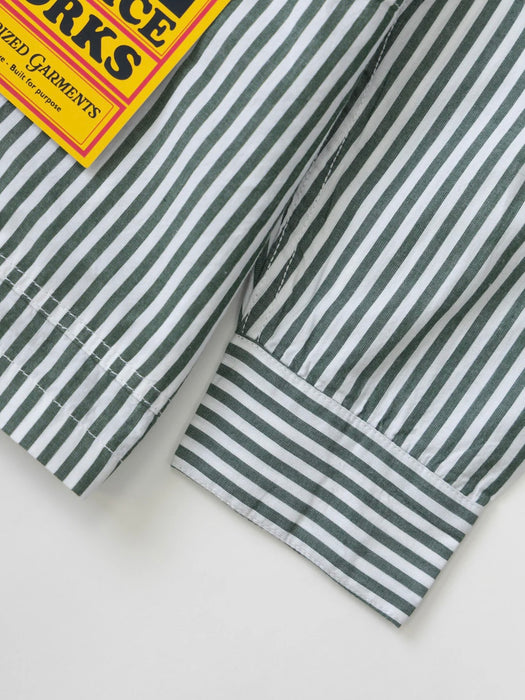 Service Works Waiter Shirt in Forest Stripe Poplin