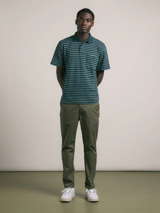 Kestin Dunn Polo in Green / Ecru Stripe