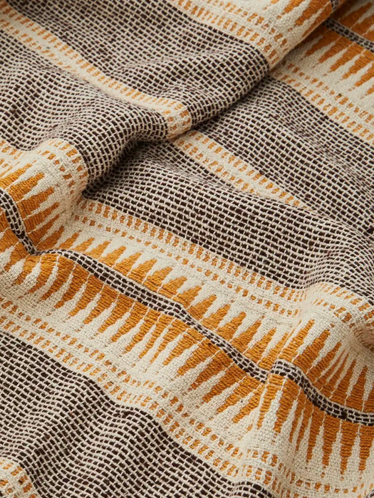 Recycled Cotton Throw in Ecru, Brown & Honey