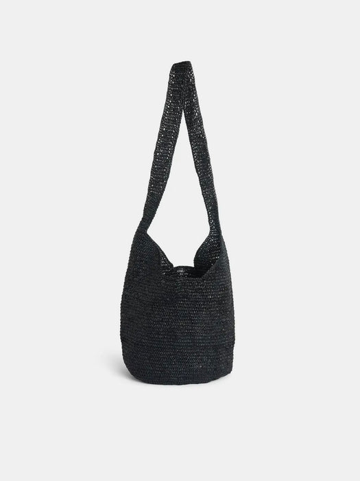 Somerville Rafia Crossbody Basket in Black