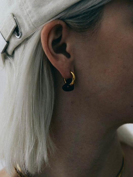 Triangle Liquorice Heart Hoops in Gold