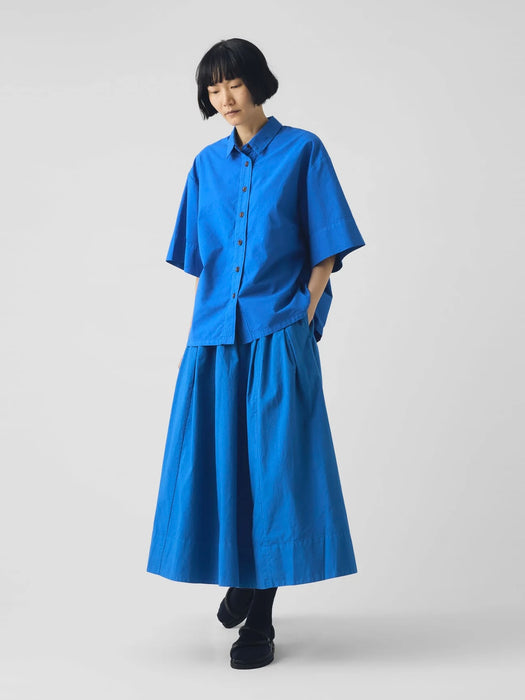 Toast Pleated Poplin Skirt in Enamel Blue
