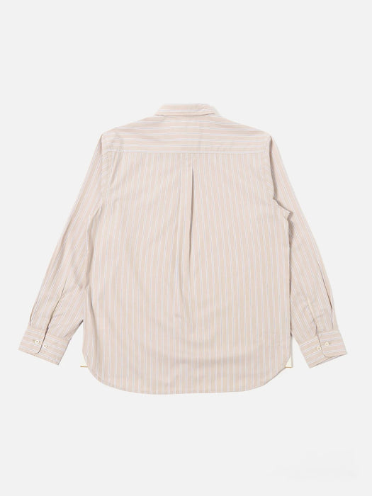 Universal Works Lazy Day Shirt in Sand Urban Stripe