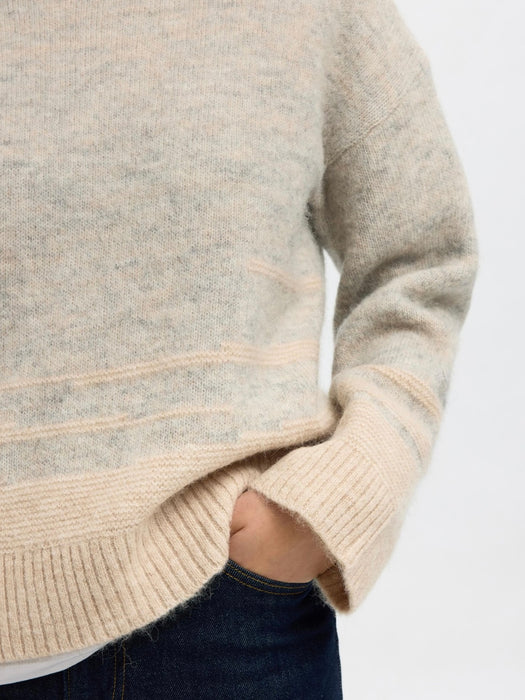 Selected Femme Alva Structure Knit in Light Grey / Birch