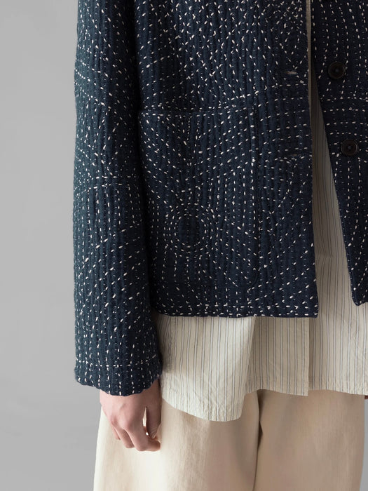 Toast Kantha Jacket in Hand Embroidered Indigo