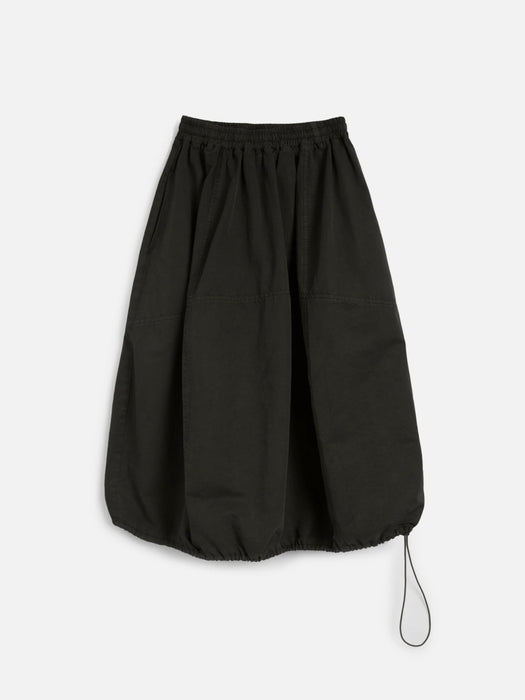 YMC Women Parachute Skirt in Dark Green Cotton/Linen