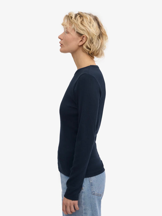 Colorful Standard Women's Rib Longsleeve Tee in Navy Blue