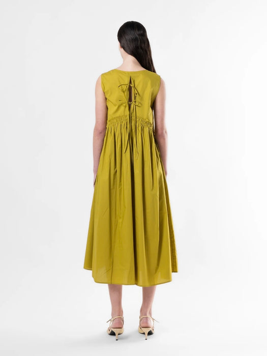 Emin & Paul Shirred Waist Sleeveless Dress in Olive