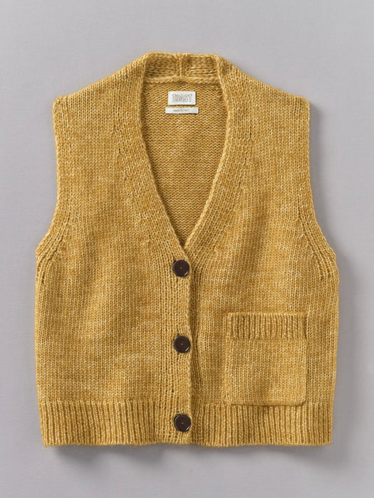 Toast Button Through Tank in Dijon Cotton/Alpaca