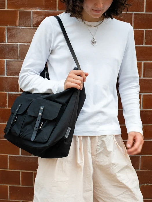 Ally Capellino Fonz Hobo Bag in Black Waxed Cotton