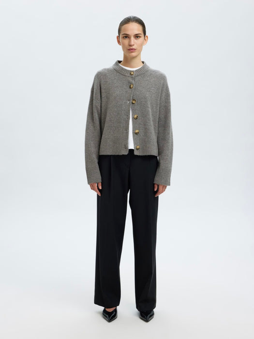 Selected Femme Cashmere Blend Cardigan in Mid Grey