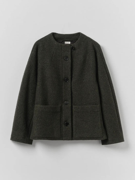 Toast Women Boiled Wool Short Coat in Dark Olive