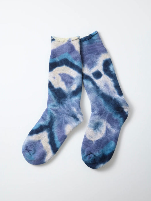 Rototo Tie-Dye Pile Socks in Indigo / Navy