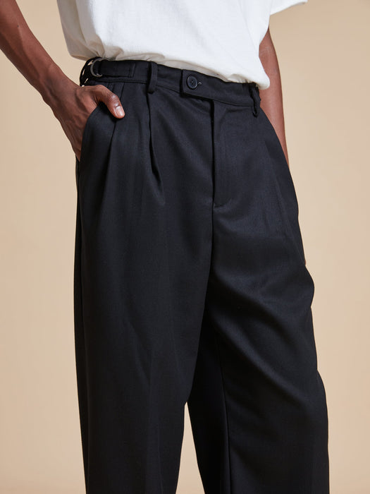 Found Pleated Trousers in Black