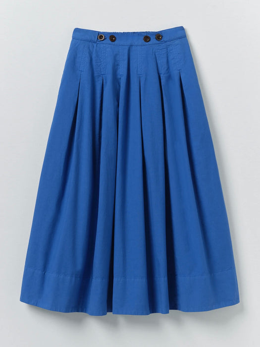 Toast Pleated Poplin Skirt in Enamel Blue