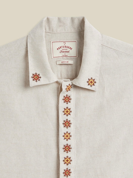 Portuguese Flannel Embroidery Shirt in Sprout (natural)