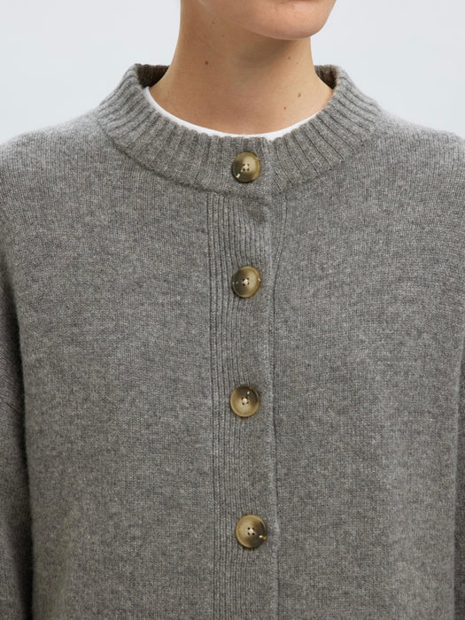 Selected Femme Cashmere Blend Cardigan in Mid Grey