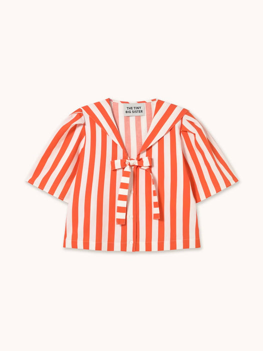 The Tiny Big Sister Striped Sailor Blouse in Summer Red