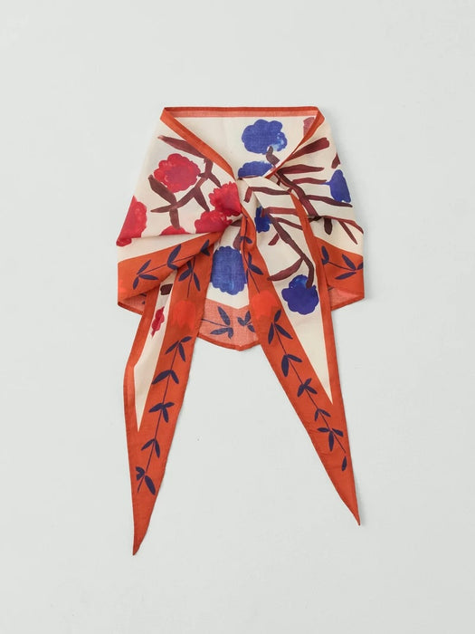 Toast Women Flower Crown Triangle Bandana in Cobalt