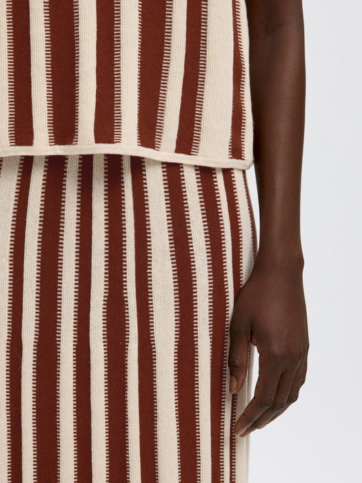 Selected Womens Lina Knit Skirt in Birch/Cherry