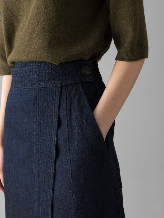 Toast Denim Wrap Skirt in Indigo Cotton Hemp