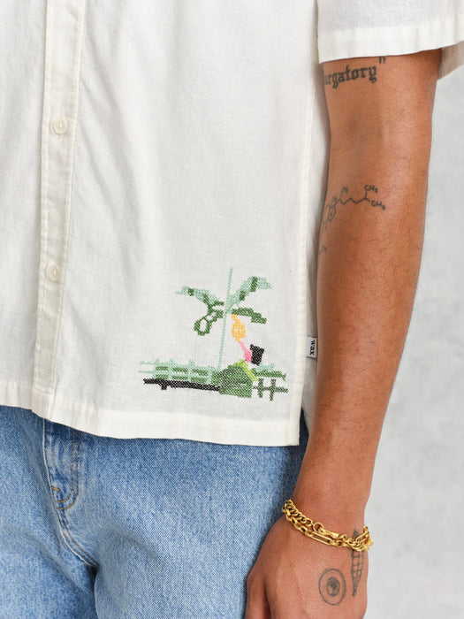 Wax Newton Shirt in Ecru Paradise Stitch