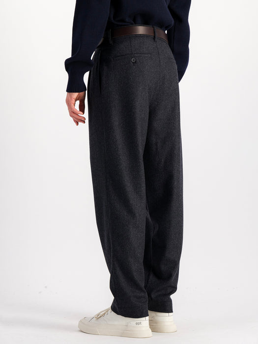 Parages Double Pleat Pants in Dark Grey Flannel