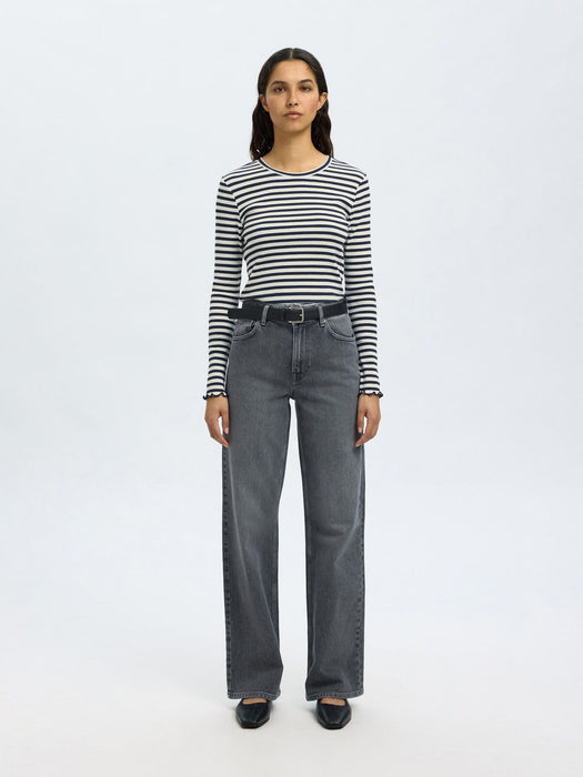 Selected Femme Anna LS Tee in Dark Sapphire Stripes