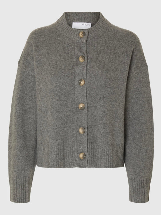 Selected Femme Cashmere Blend Cardigan in Mid Grey