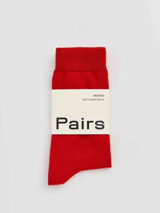 Pairs Merino Socks in Postbox Red
